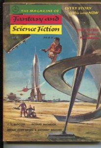 Magazine of Fantasy & Science Fiction 5/1955-Mercury-retro rocket cover-Meltz... 