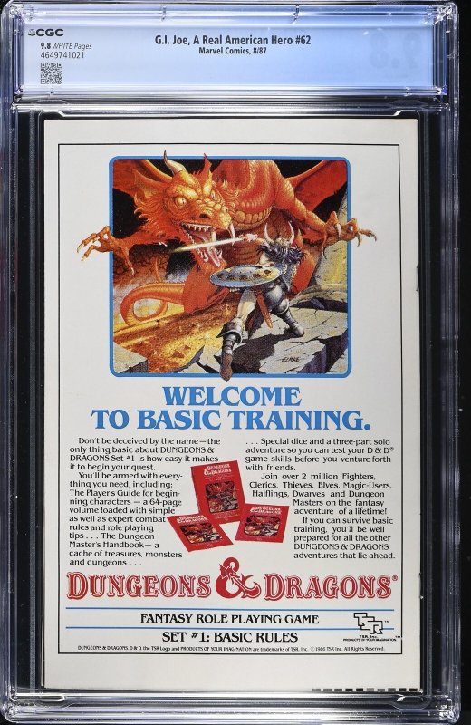 G.I. Joe, A Real American Hero #62 (8/87) Graded CGC 9.8