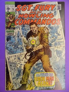 SGT FURY AND HIS HOWLING COMMANDOS # 74  NICE OLD COMIC SMALL STAIN BACK COVE...