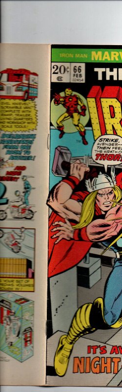 Invincible Iron Man #66 - vs Thor - 1974 - VF