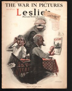 Leslie's Illustrated Weekly 9/7/1917-War cover by H.V.B. Kline-The war in Pic...
