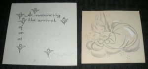 CONGRATULATIONS Announcing the Arrival 2pcs 3.5x3.25 Greeting Card Art #5153