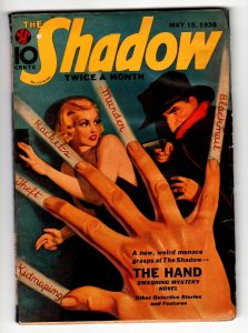 SHADOW 1938 May 15 -High Grade- STREET AND SMITH-RARE PULP FN-