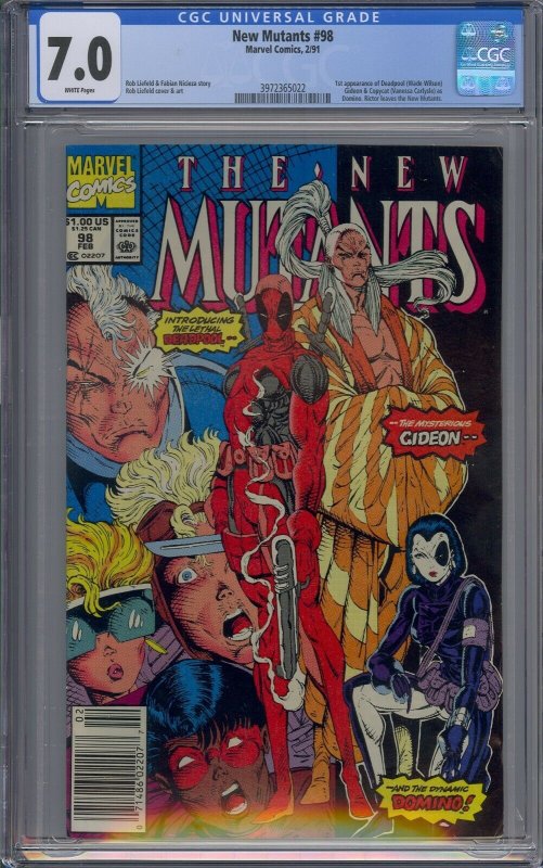 NEW MUTANTS #98 CGC 7.0 1ST DEADPOOL COPYCAT WHITE PAGES NEWSSTAND 