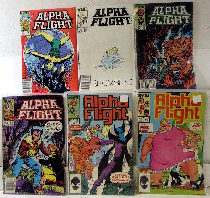 Alpha Flight Lot 6 #4, 6, 9, 13, 21, 22 1983 Marvel Puck Snowbird Sasquatch