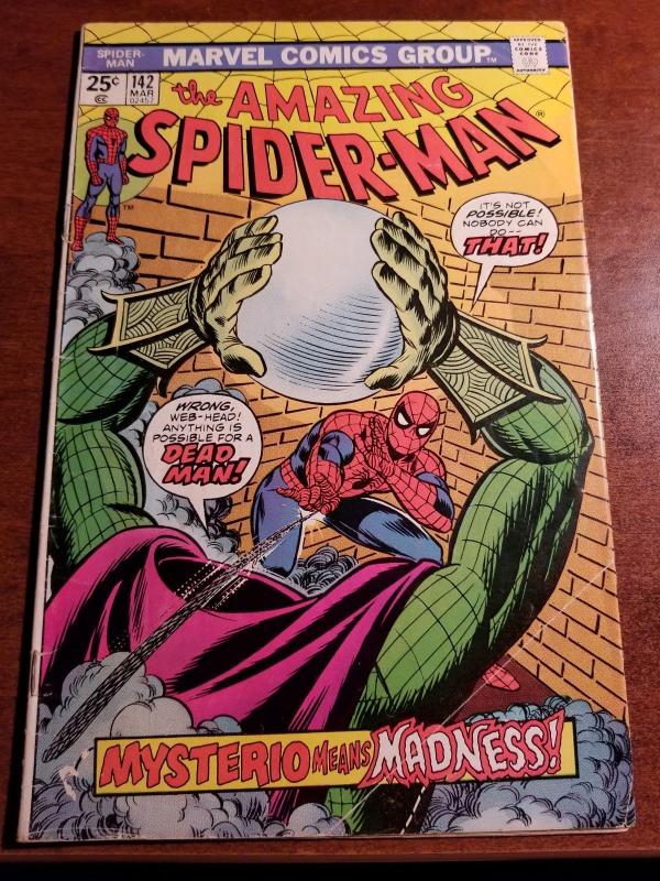 1975 MARVEL AMAZING SPIDER-MAN #142 MYSTERIO APPEARANCE VG