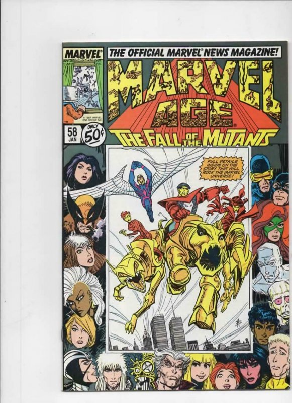 MARVEL AGE #58, NM-, Fall of the Mutants, 1985 1988 more Marvel in store