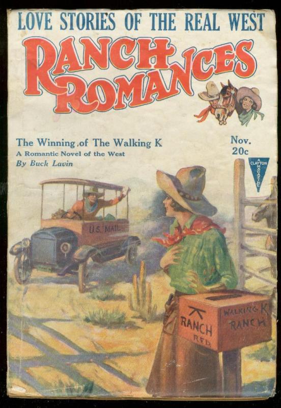 RANCH ROMANCES NOV 1926-WESTERN PULP--HE-MEN vs HYMEN VG+