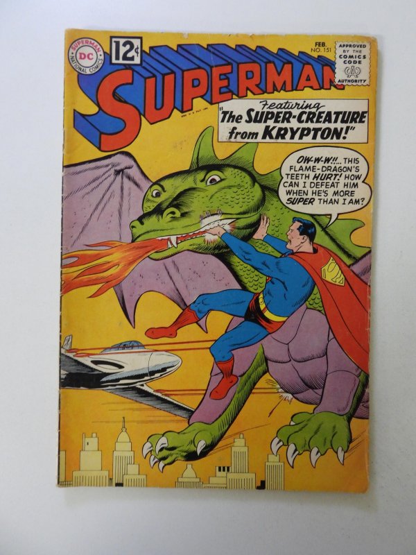 Superman #151 (1962) VG- condition tape pull back cover