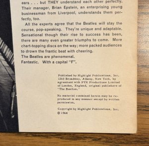 1964 Vintage THE BEATLES Picture Book Highlight Publications / PYX New York BOOK