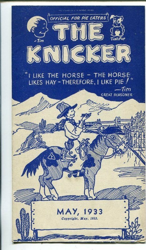 The Knicker 5/1933-pre comic book promo giveaway-Western-3 3/4 X 6 3/4-FN