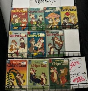 CHIP N' DALE Lot 10 diff Disney reading copies  FAIR- VG Dell Comics 1955-1962
