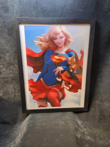 Stanley Artgerm Lau 12x16 DC Comics Framed Art Print Supergirl with Cat