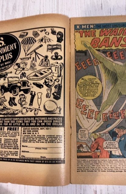 The X-Men #28 (1967)first app of Banshee tanning/Foxxing