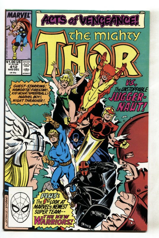 THOR #412 First NEW WARRIORS cover app-Marvel 1989 VF