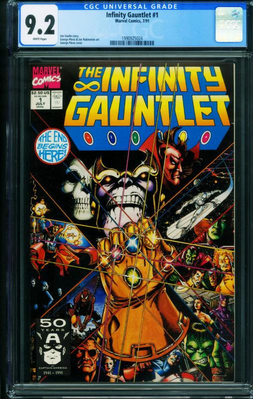 Infinity Gauntlet #1 CGC 9.2 THANOS MCU 1991 GEORGE PEREZ - 1990925024