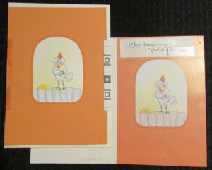 BIRTHDAY Cartoon Chicken Sunrise 5.5x7.75 Greeting Card Art #8574 w Mock-Up