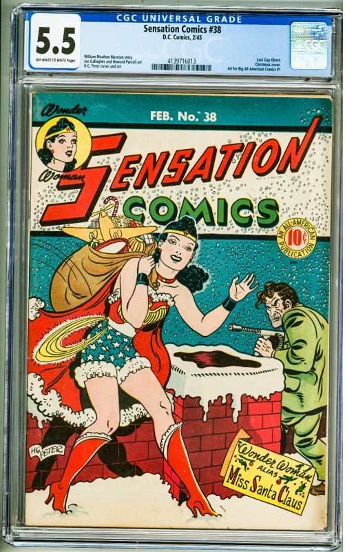 Sensation Comics #38 (1945) CGC 5.5! OWW Pages!