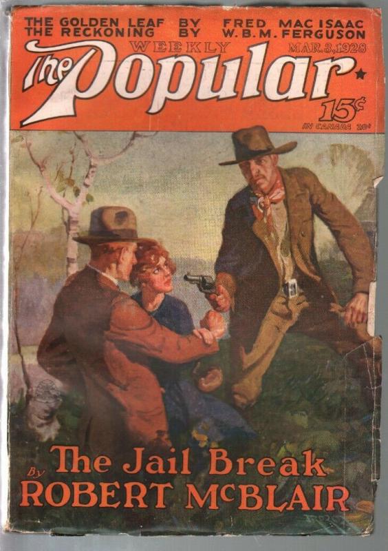 Popular 2/3/1928-Jerome Rozencover-adventure & mystery pulp-VG