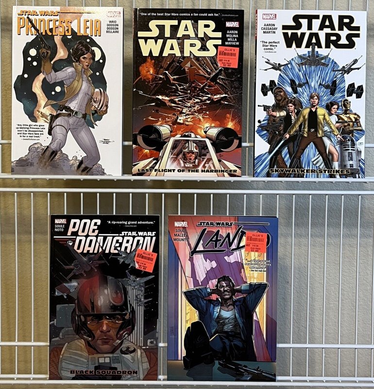 MARVEL Star Wars TPB Lot of 5 Trade Paperbacks LEIA Lando POE DAMERON Skywalker 