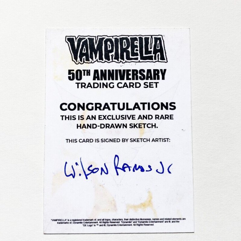 Vampirella 50Th Anniversary Sketch Card By Wilson Ramos Jr Dynamite (I)