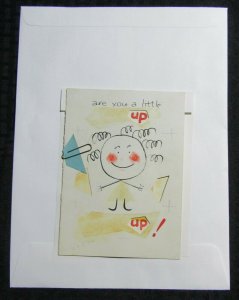 ARE YOU A LITTLE UP Cute Girl with Curly Hair 5x7 Greeting Card Art #C1654