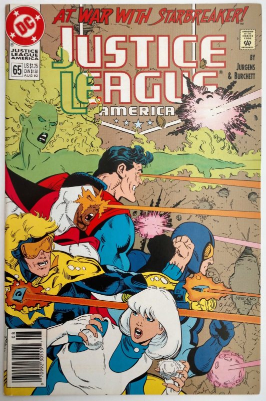Justice League America #65 (VF/NM, 1992) NEWSSTAND