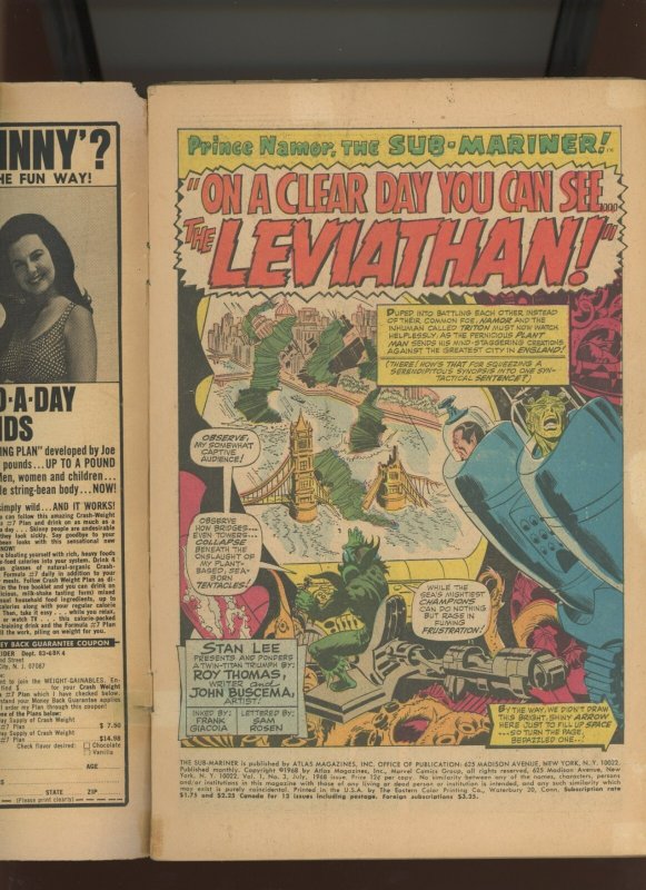 (1968) The Sub-Mariner #3: SILVER AGE! WE COMBINE SHIPPING! (2.5)