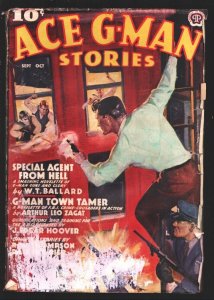 Ace G-Man Stories 9/1938-Tommy gun battle cover-Special Agent From Hell by ...