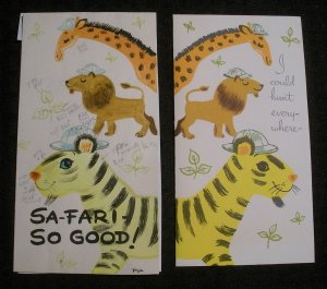 GET WELL SOON Giraffe Lion & Tiger 4x7 Greeting Card Art #1447 w/ 1 Card