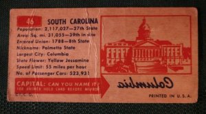 Topps Vintage 1953 License Plate Trading Card #46~South Carolina