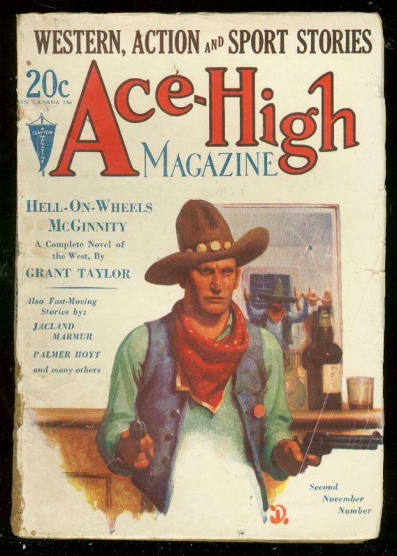 ACE-HIGH MAGAZINE 2nd NOV 1930-WESTERN & SPORTS PULP VG-