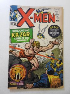 The X-Men #10 (1965) GD Condition 1 in spine split, moisture stain