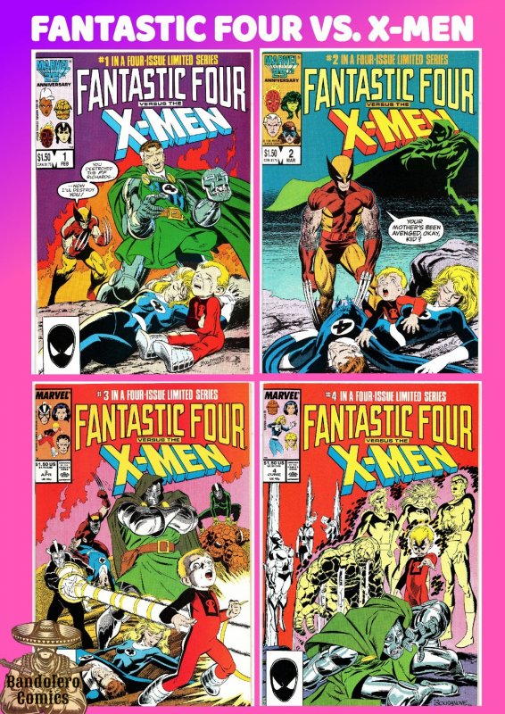 FANTASTIC FOUR VS X-MEN #01-04 (1987) TERRY AUSTIN | COMPLETE SERIES | 4 BOOKS