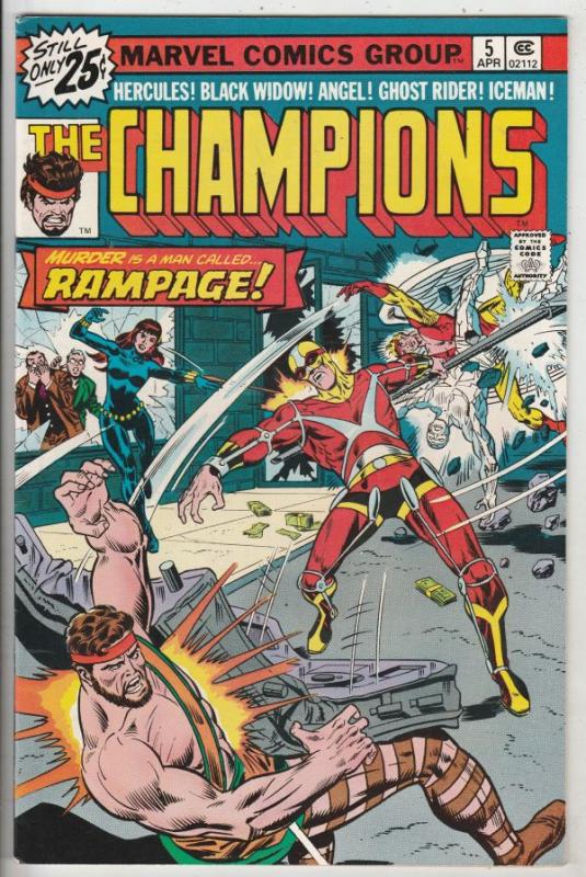 Champions, The #5 (Apr-76) NM- High-Grade Ghost Rider, Hercules, Black Widow,...