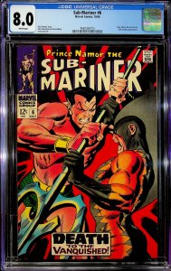Sub-Mariner #6 (1968) - CGC 8.0 - Cert#4682360013
