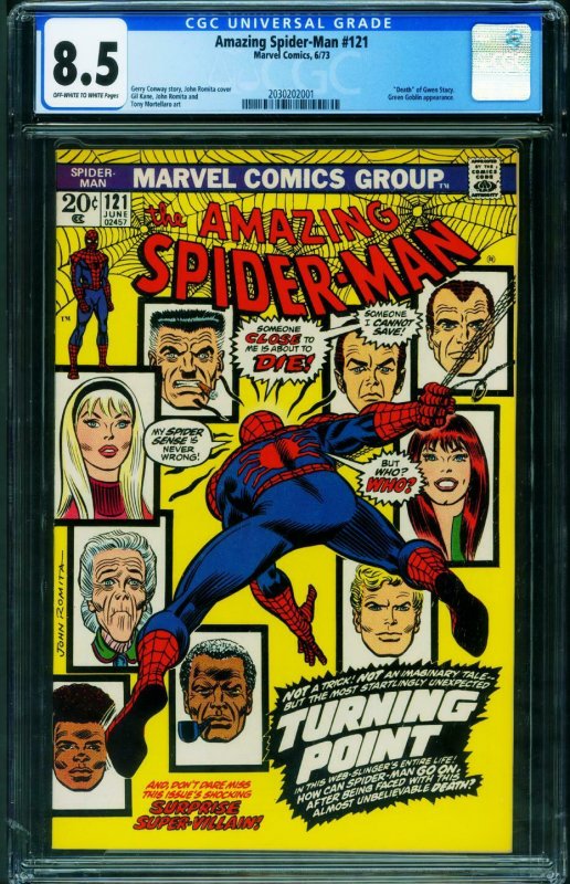 Amazing Spider-man #121 1973- CGC 8.5- Death of Gwen Stacy- 2030202001