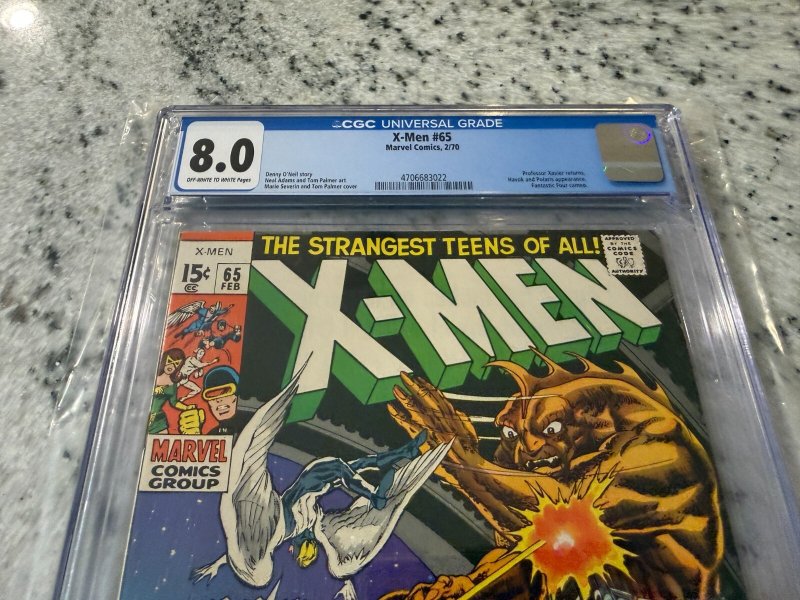 (Uncanny) X-Men # 65 CGC Graded 8.0 Marvel Comic Book 1970 Neal Adams JH28