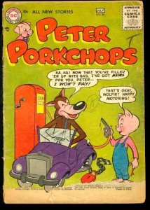 PETER PORKCHOPS #44-GAS PUMP GAG COVER DC HUMOR 1956 FR/G