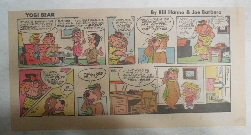 Yogi Bear Sunday Page by Hanna-Barbera from 9/9/1973 Third Page Size !