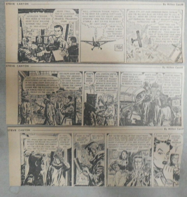 (309) Steve Canyon Dailies by Milton Caniff  from 1955 Size: 3 x 8 inches 