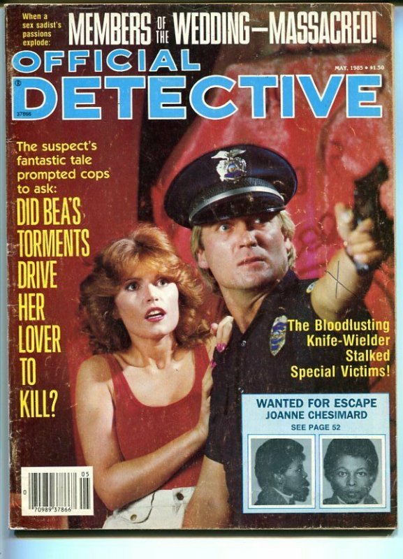 OFFICIAL DETECTIVE-05/1985-MEMBERS OF THE WEDDING MASSACRED!-BLOOD LUSTING  VG