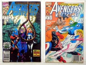 Avengers West Coast Lot of 2 #76, 88 1991 Marvel Newsstand Scarlet Witch Comics