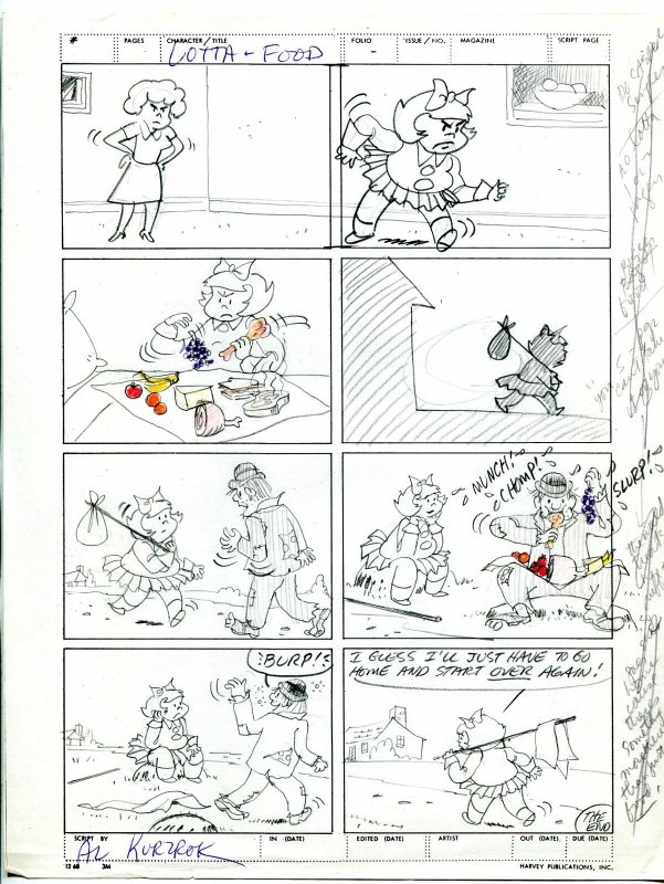 Little Lotta -Single Page Story Original Comic Production Art- Al Kurzrok