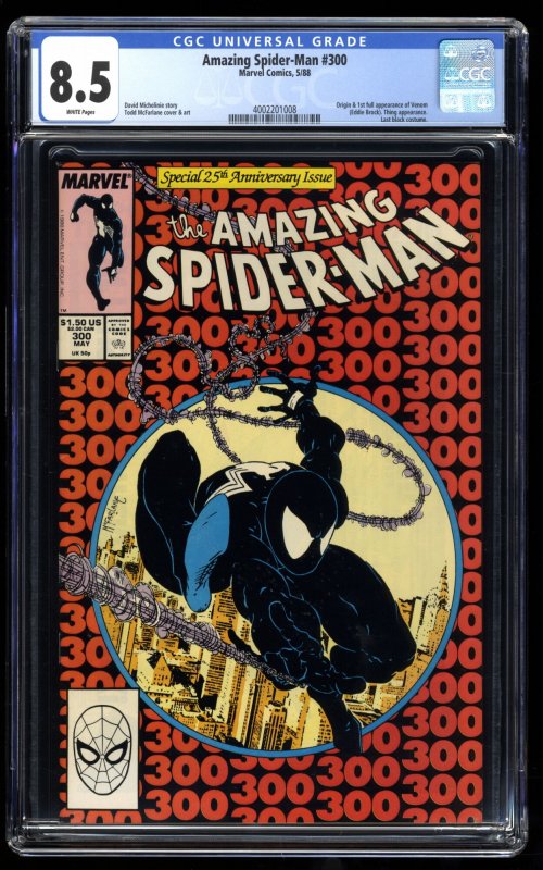 Amazing Spider-Man #300 CGC VF+ 8.5 White Pages 1st Appearance Venom!