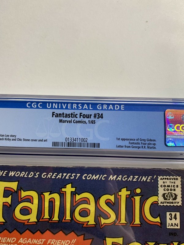 Fantastic Four 34 Cgc 5.0 Marvel Silver Age