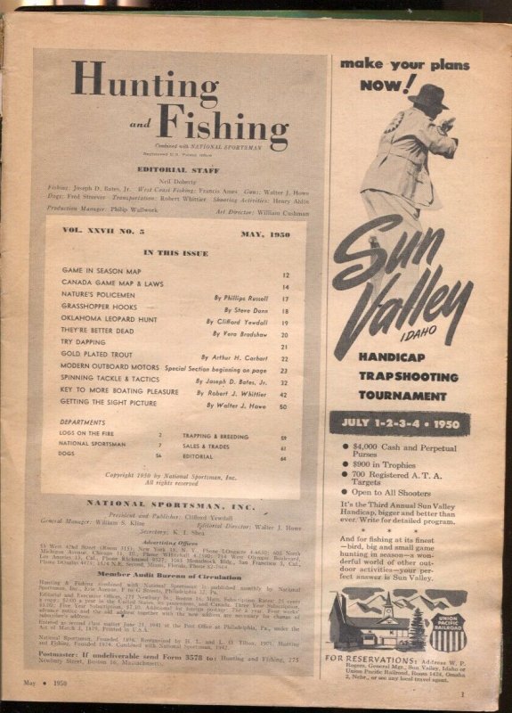 Hunting and Fishing 5/1950-National Sportsman-outboard motors-info-pix-ads-FR/G