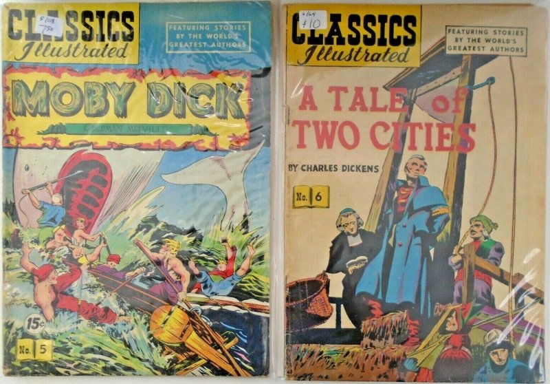 *Classics illustrated 1-3, 5-6 Line Drawn Covers; Guide = $50.50