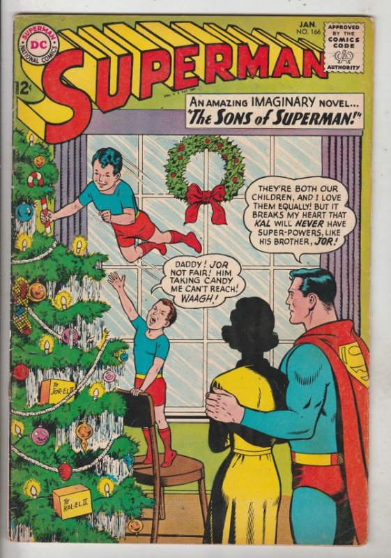 Superman #166 (Jan-64) FN+ Mid-High-Grade Superman, Jimmy Olsen,Lois Lane, La...