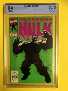 The Incredible Hulk #377 CBCS 9.4 WHITE Direct Edition (1991) BRAND NEW SLAB